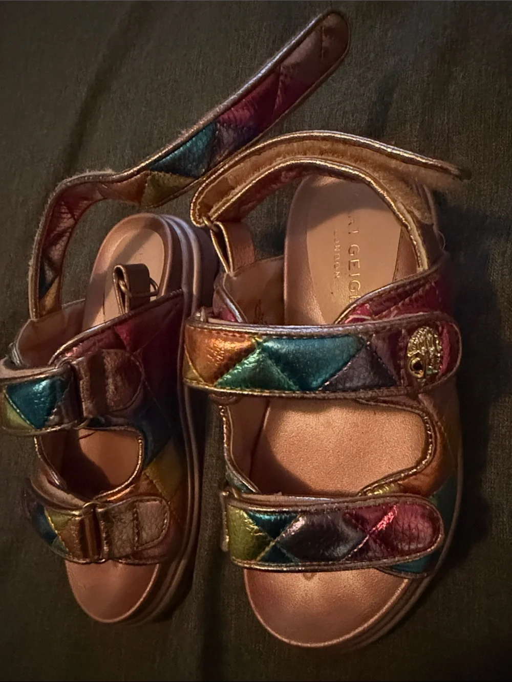 Kids Metallic Multi-Color Quilted Sandals - Rainbow